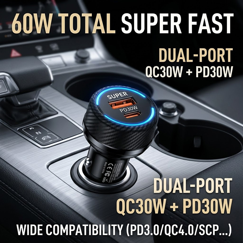 Gaming Console Car - Carregador Veicular Rápido Tipo C 60W