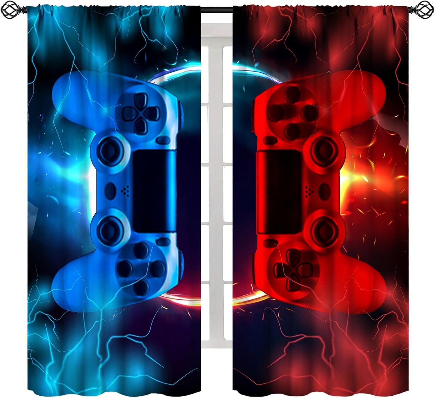 Gaming Console Cafe - Cortina Gamer Azul e Vermelha Estilo