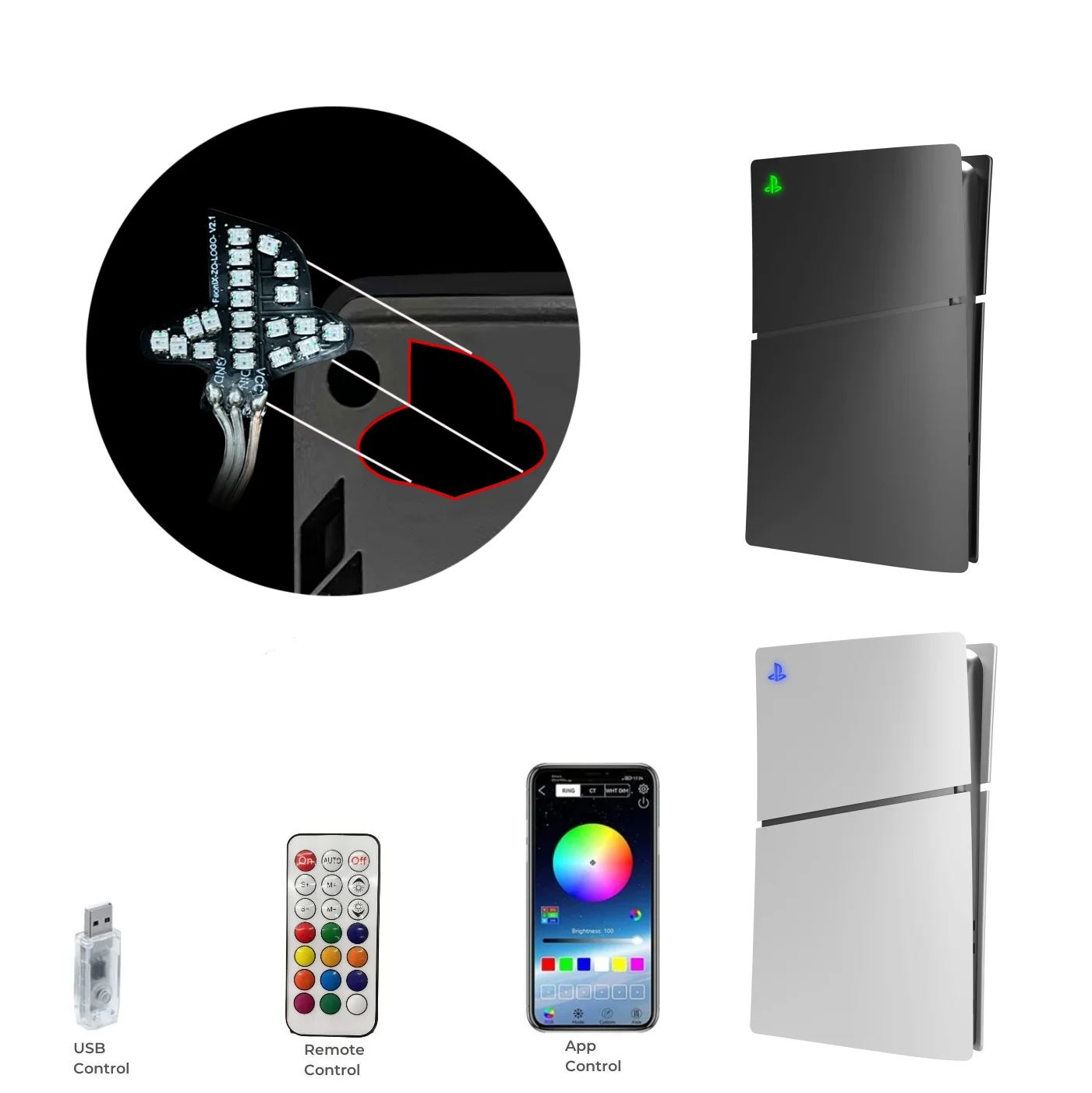 Luz ambiente rgb com sincroniz - Gaming Console Logo avaliação e preço